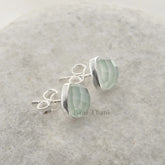 Beautiful Aqua Chalcedony Faceted 7mm Heart Gemstone Stud Earrings, 925 Sterling Silver Stud Earrings, Womens Gift Earring, Christmas Gift